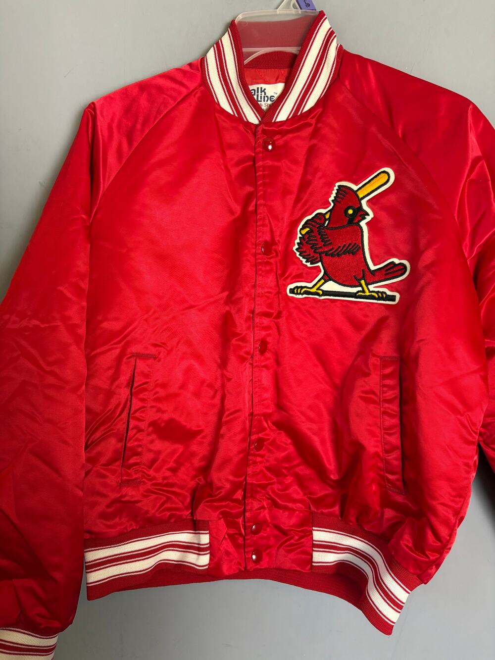 Vintage 80s St Louis Cardinals Satin Jacket Chalk Line Made USA Size Medium